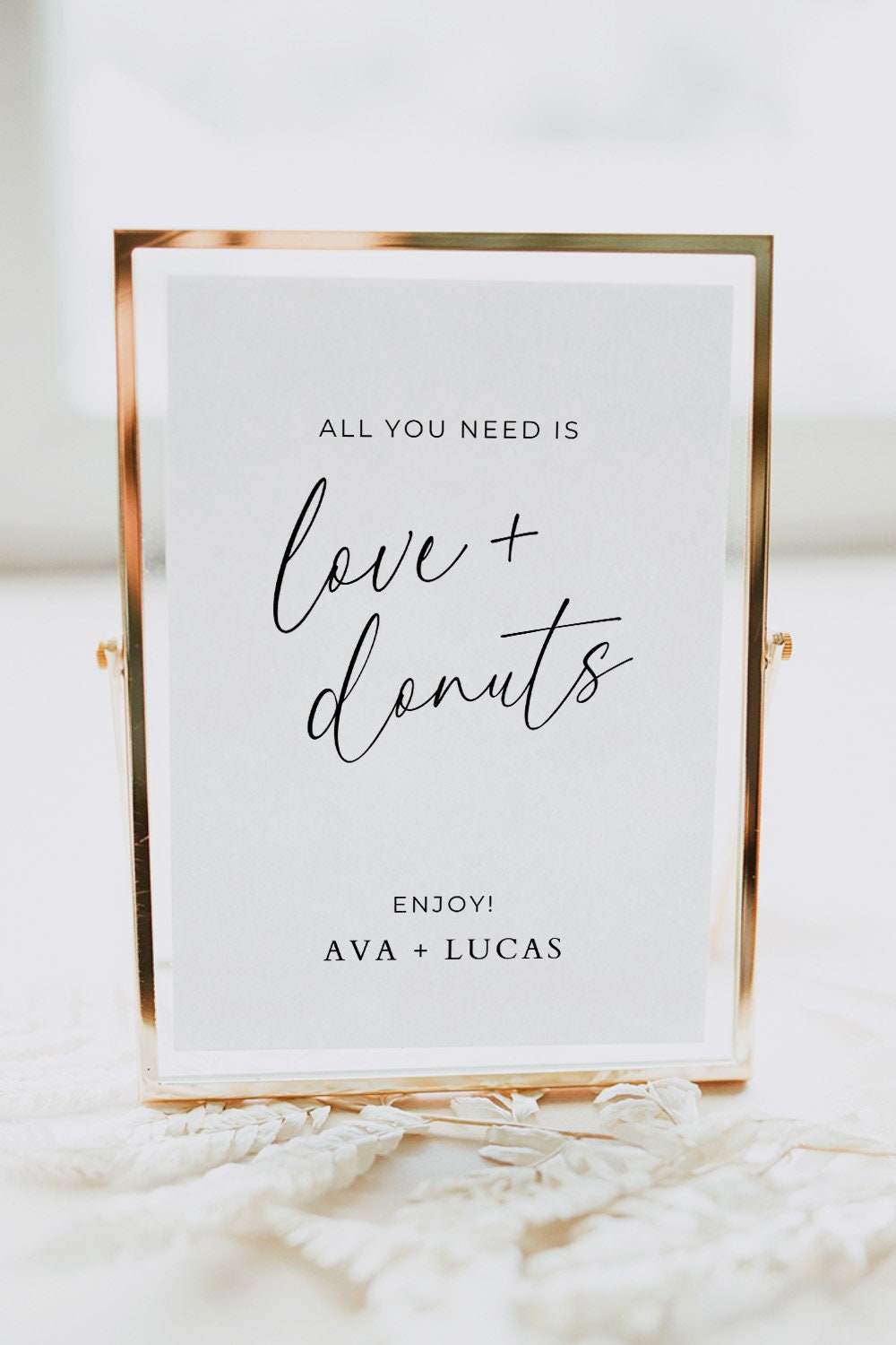 All You Need Is Love and Donuts Sign, Wedding Donut Bar Sign, DIY Reception Signage, Editable Digital Template, Minimalist Wedding Decor