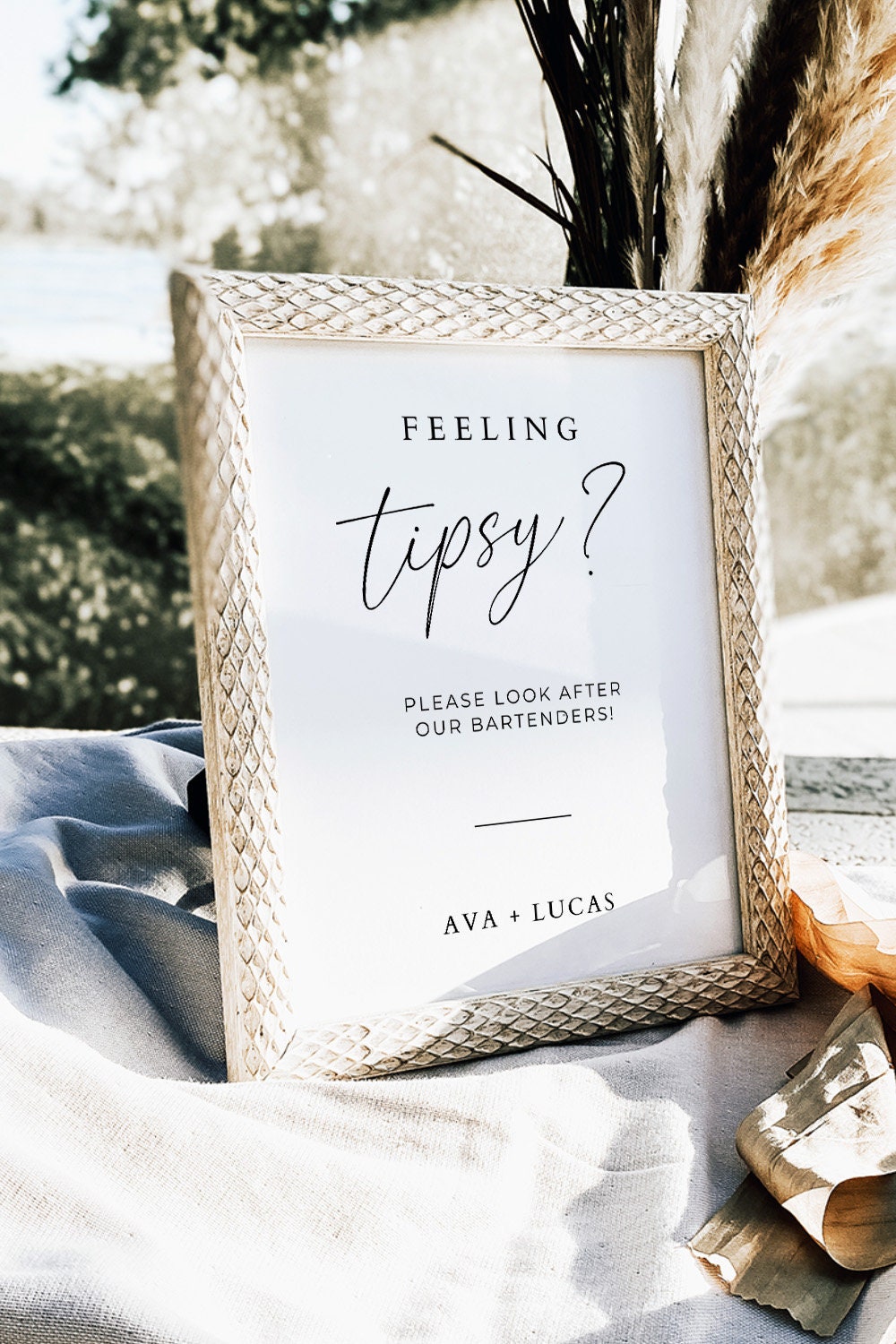 Minimalist Feeling Tipsy Tip Jar, Editable DIY Wedding Reception Decor