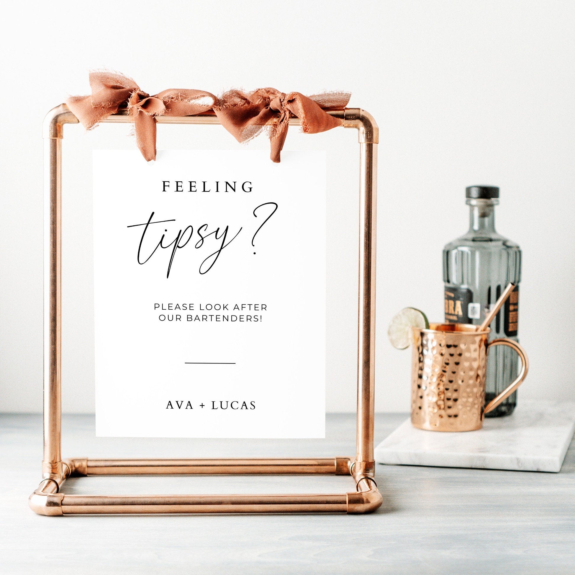 Bartender Tip Sign Template, Editable DIY Wedding Reception Decor