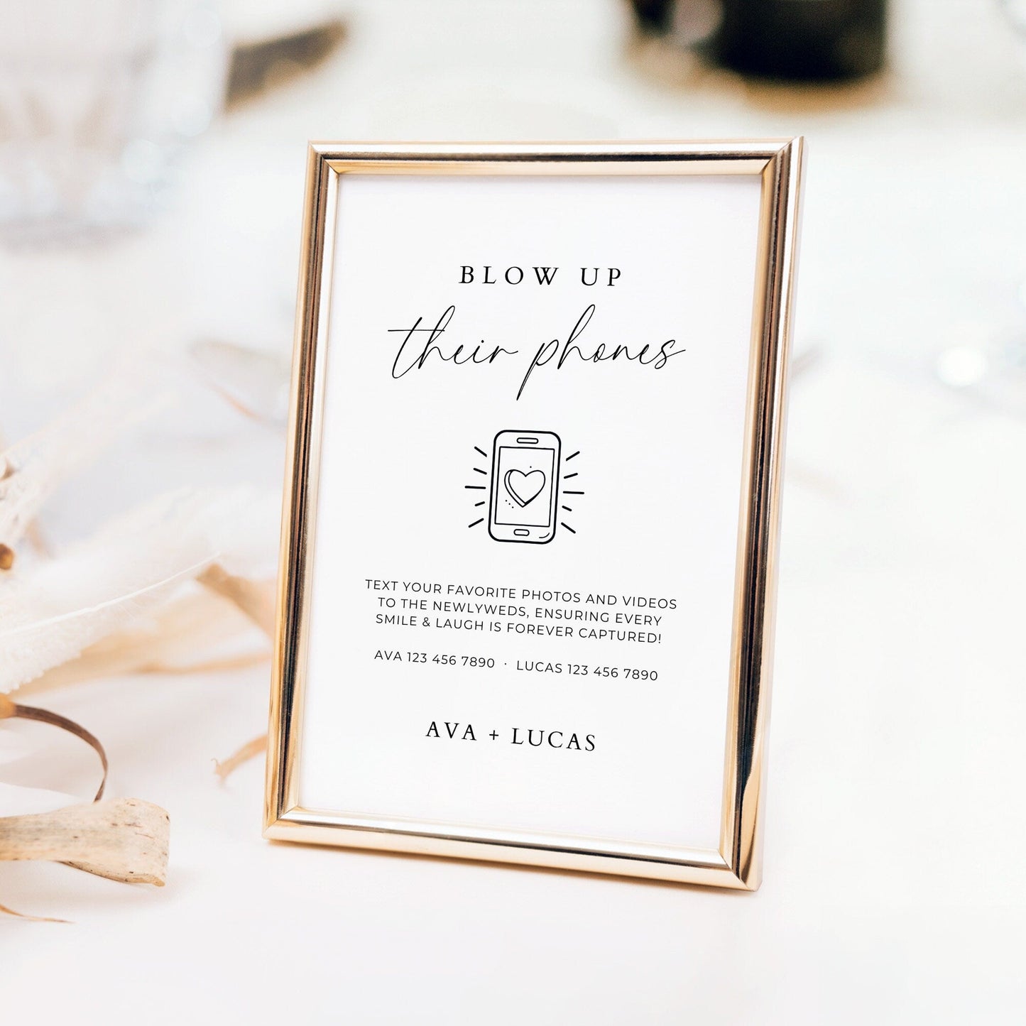 Blow Up Their Phone Sign, Minimalist Wedding Photo Sharing Signage