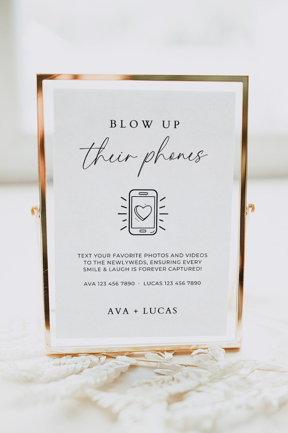 Blow Up Their Phone Sign, Minimalist Wedding Photo Sharing Signage