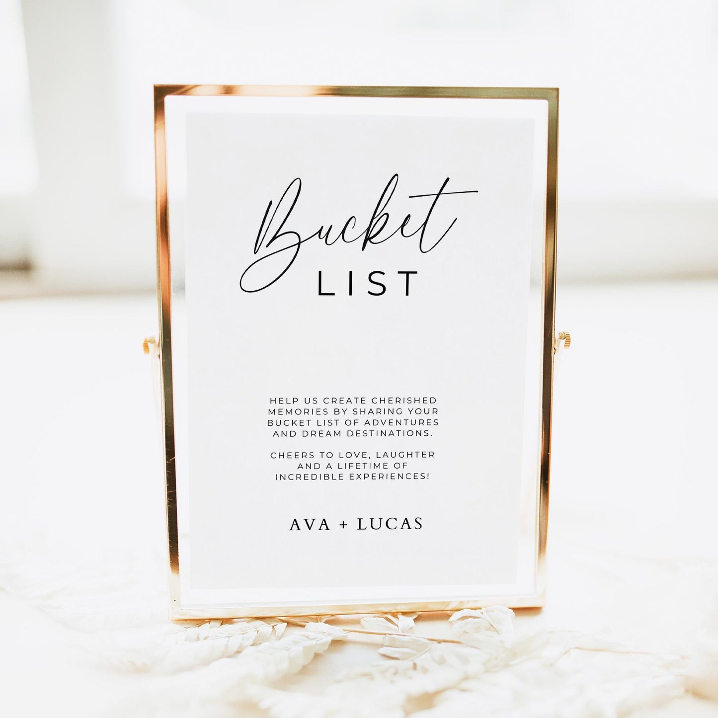 Bucket List Cards and Sign Template, Minimalist Bucket List Note and Signage Set For Wedding Reception, Bride Groom Bucket List with Cards