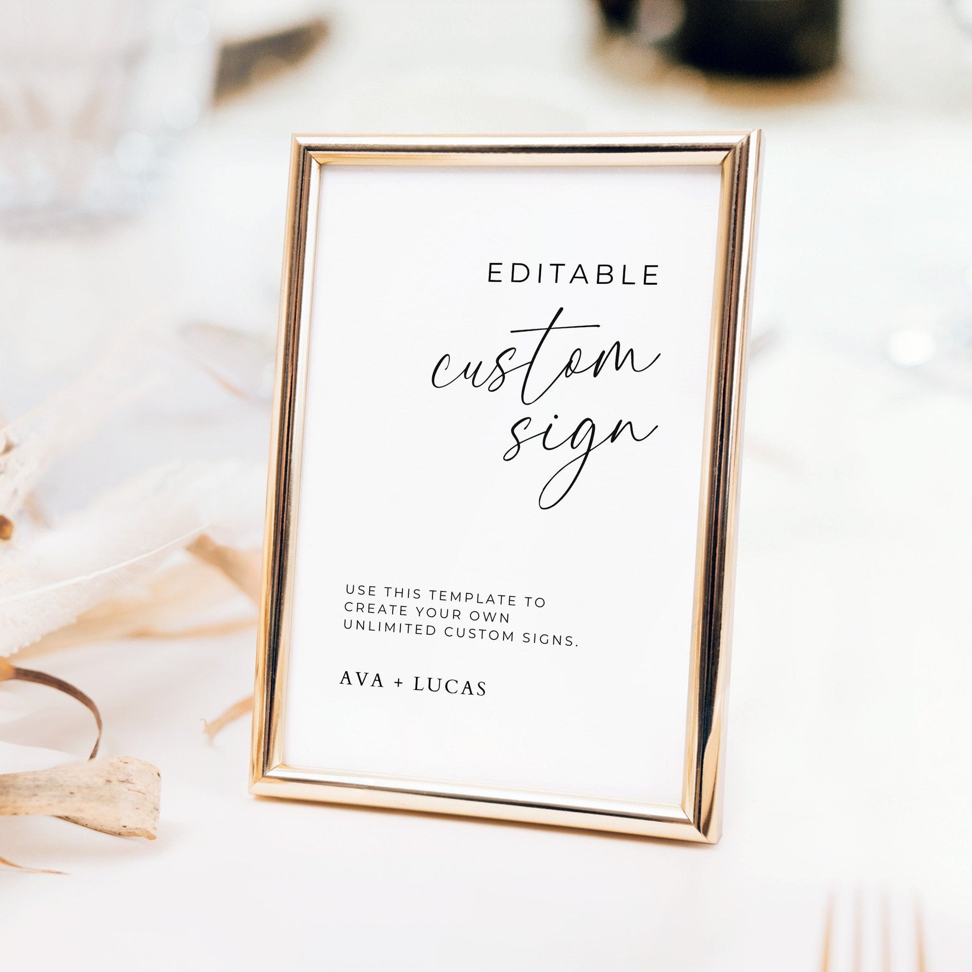 Custom Wedding Sign Template, Minimal Customizable Signage for Wedding