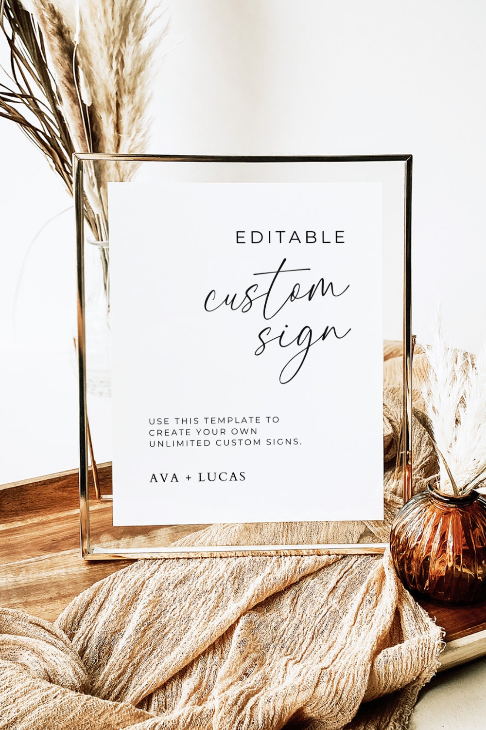 Custom Wedding Sign Template, Minimal Customizable Signage for Wedding Reception or Engagement Party, Elegant DIY Printable Wedding Decor