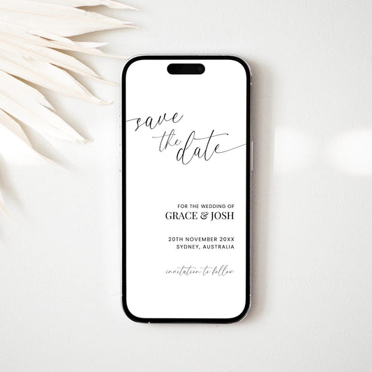 Save The Date Digital Template Elegant, Modern Electronic Text Message Save Our Date Invitation, Minimalist Downloadable Cell Phone Invite