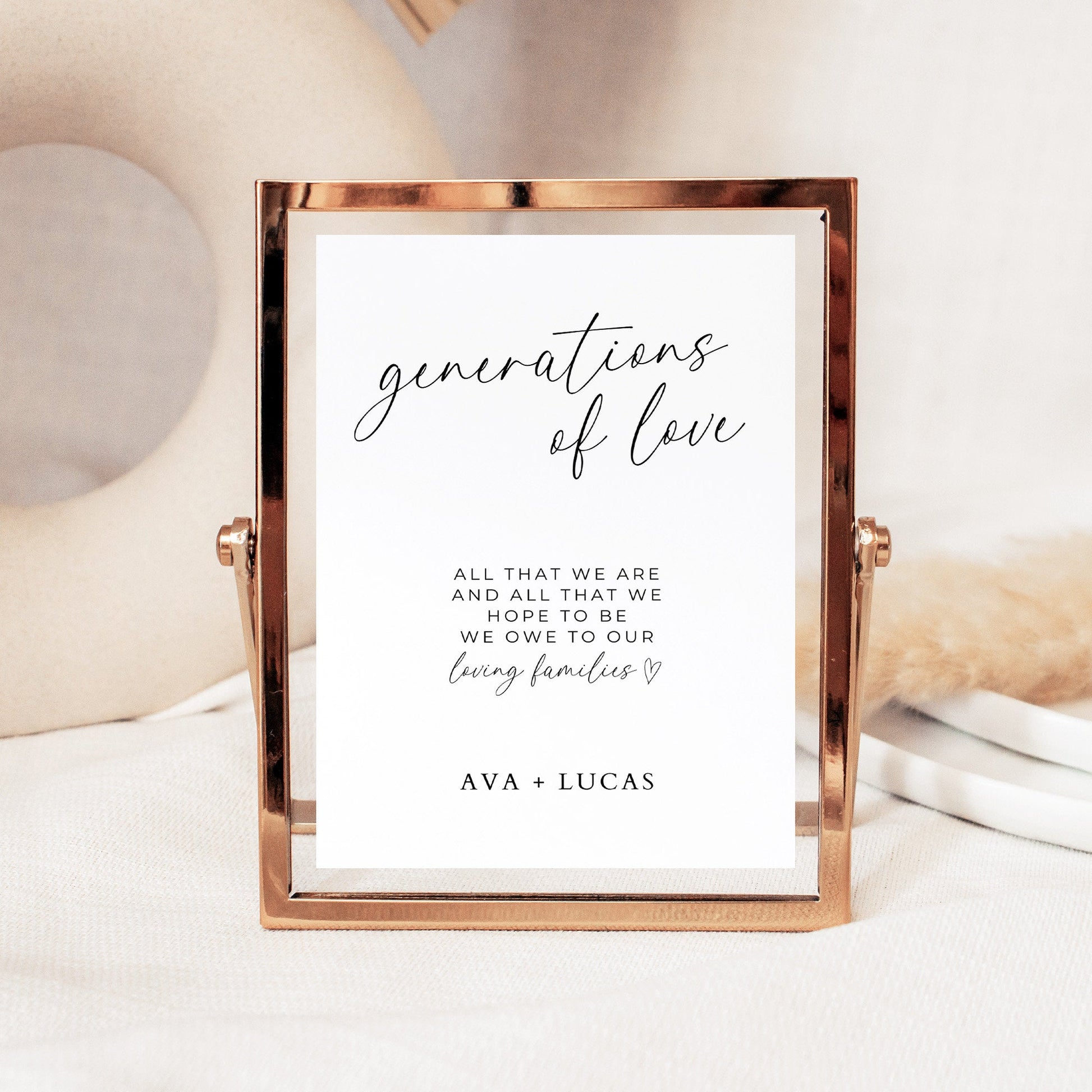 Generations of Love Wedding Sign Template, Minimal Family Thank You Signage