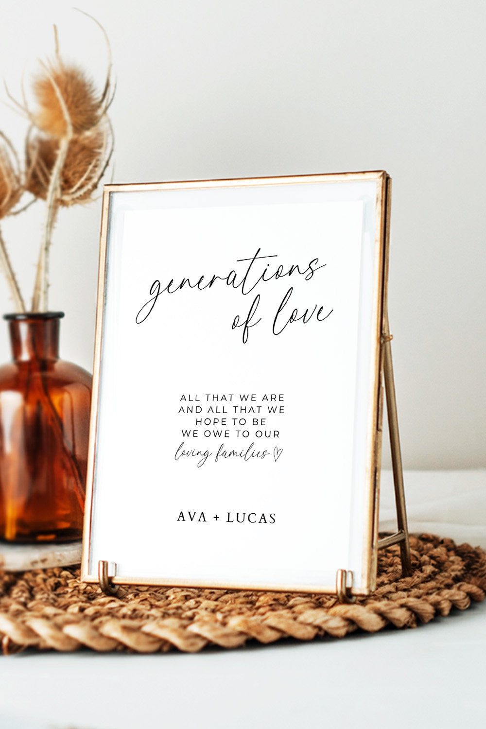 Generations of Love Wedding Sign Template, Minimal Family Thank You Signage, DIY Printable Modern Wedding Reception Decor