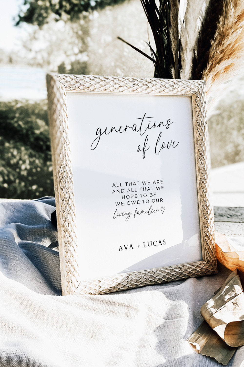 Minimal Generations of Love Wedding Sign Template, DIY Printable Modern Reception Decor