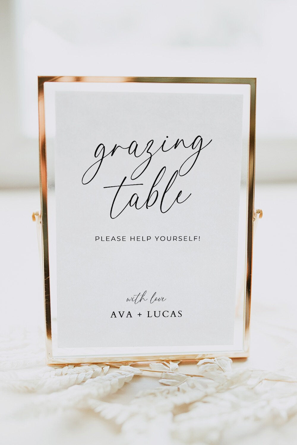 Minimal Grazing Table Food Sign Template for Wedding