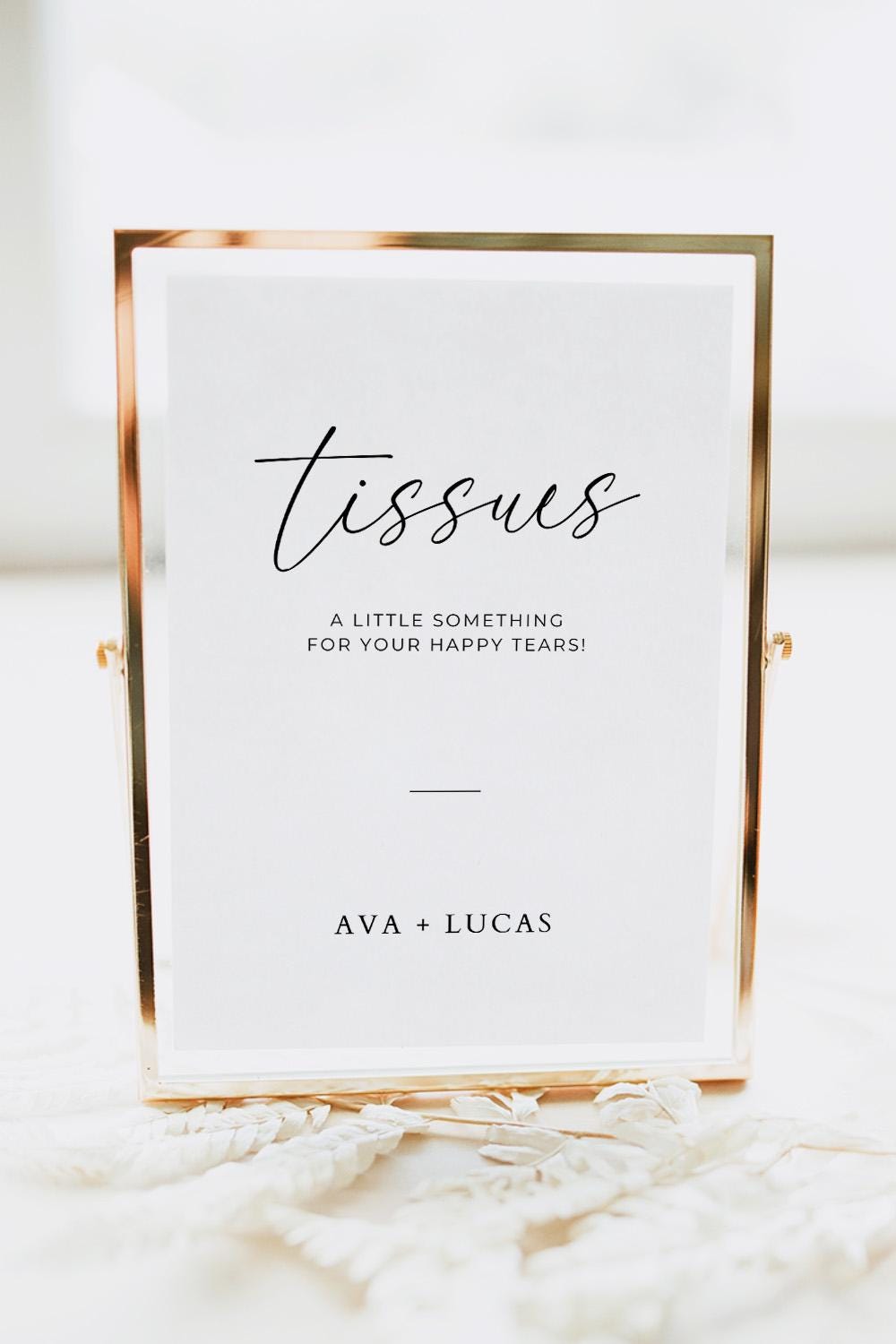 Happy Tears Tissues Sign Template for Wedding Ceremony, Minimal Editable Tissues Signage, Customizable Modern DIY Printable Wedding Decor