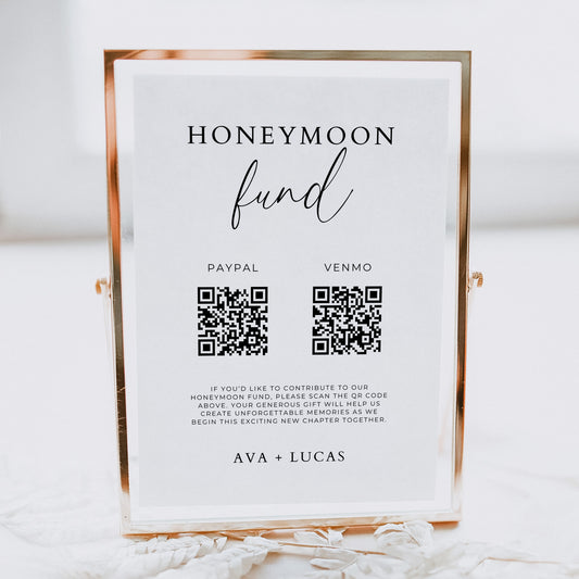 Honeymoon Fund QR Code Sign Template