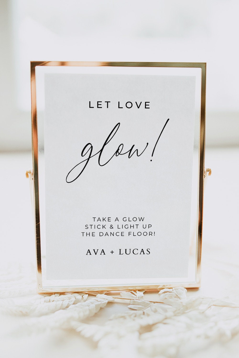 Let Love Glow Stick Sign Template, Minimalist Printable Light Up The Dance Floor