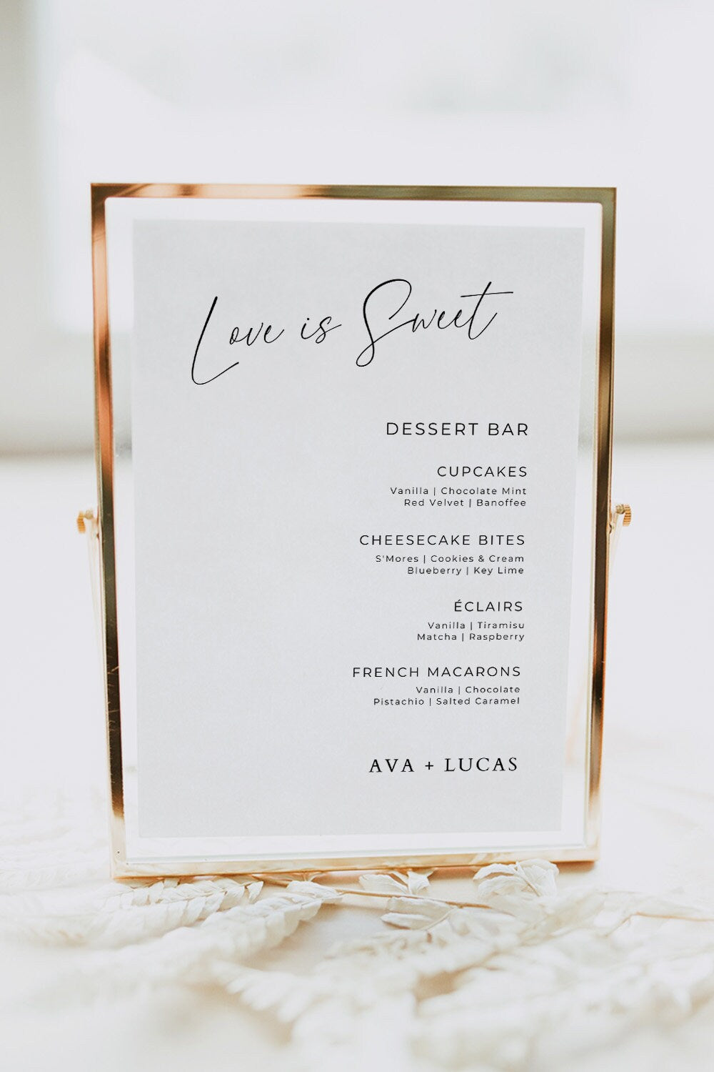 Dessert Menu Sign Template, Minimalistic Love Is Sweet Dessert Bar Signage, Sweet Treats Table Sign for Wedding Reception or Engagement