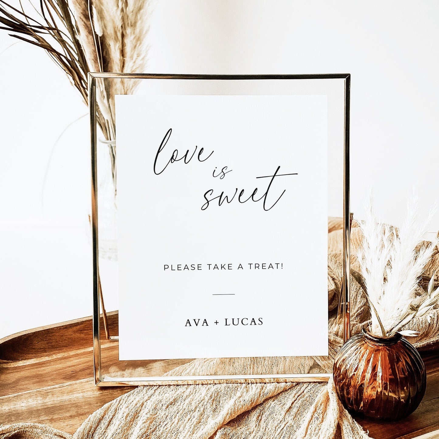 Love Is Sweet Take A Treat Wedding Favor Sign Template, Printable Wedding Reception or Engagement Party Decor, Sweet or Candy Bar Sign