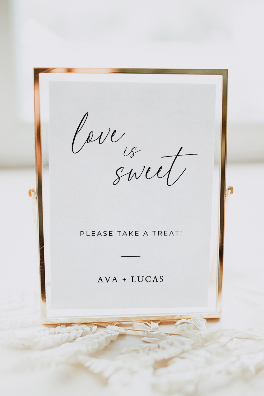 Love Is Sweet Take A Treat Wedding Favor Sign Template, Printable Wedding Reception or Engagement Party Decor, Sweet or Candy Bar Sign