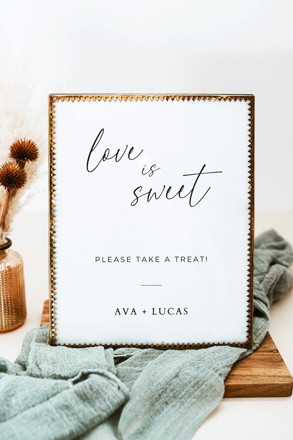 Printable Love Is Sweet Take A Treat Wedding Favor Sign Template