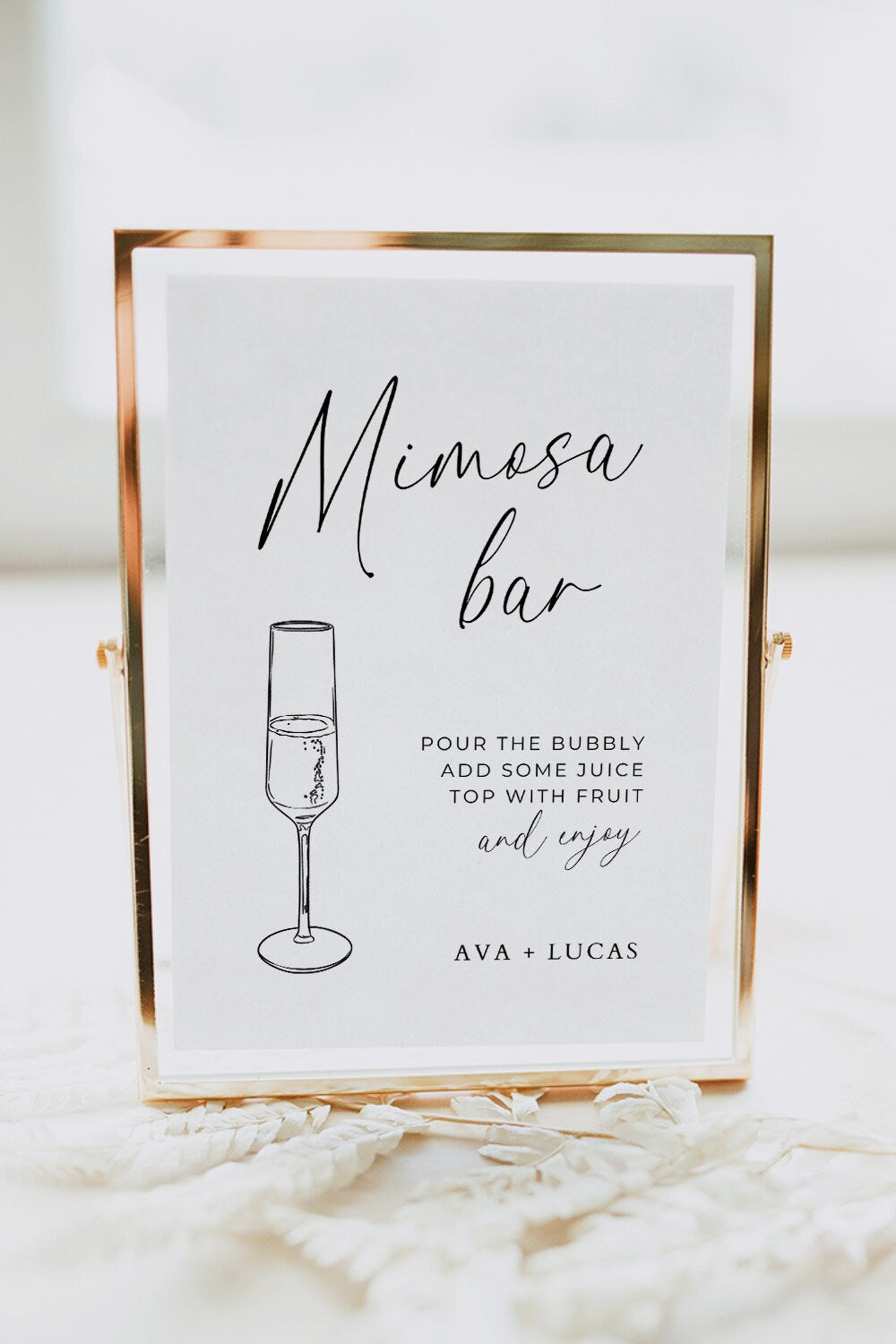 Mimosa Bar Sign for Wedding Reception, Baby Shower, Bachelorette, Bridal Shower or Brunch, Editable Template, Printable DIY Minimal Signage