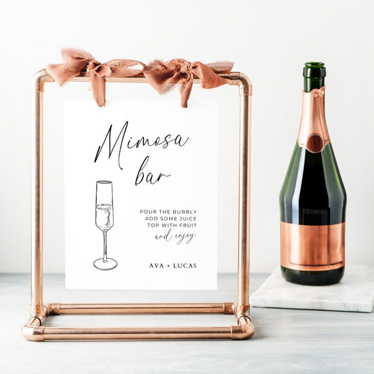 Mimosa Bar Sign for Wedding Reception, Baby Shower, Bachelorette, Bridal Shower or Brunch