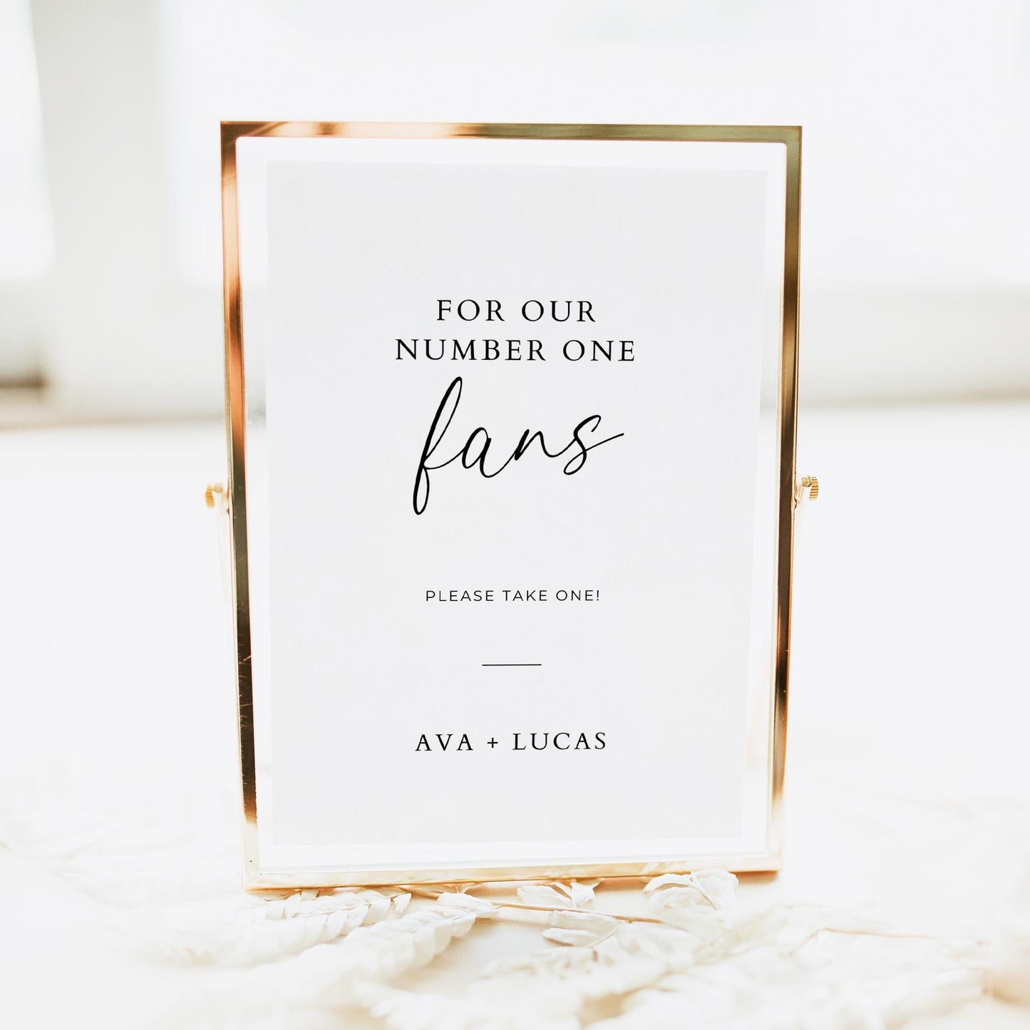 Number One Fans Sign Template, Printable Signage for Outdoor Wedding Ceremony, DIY Wedding Decor