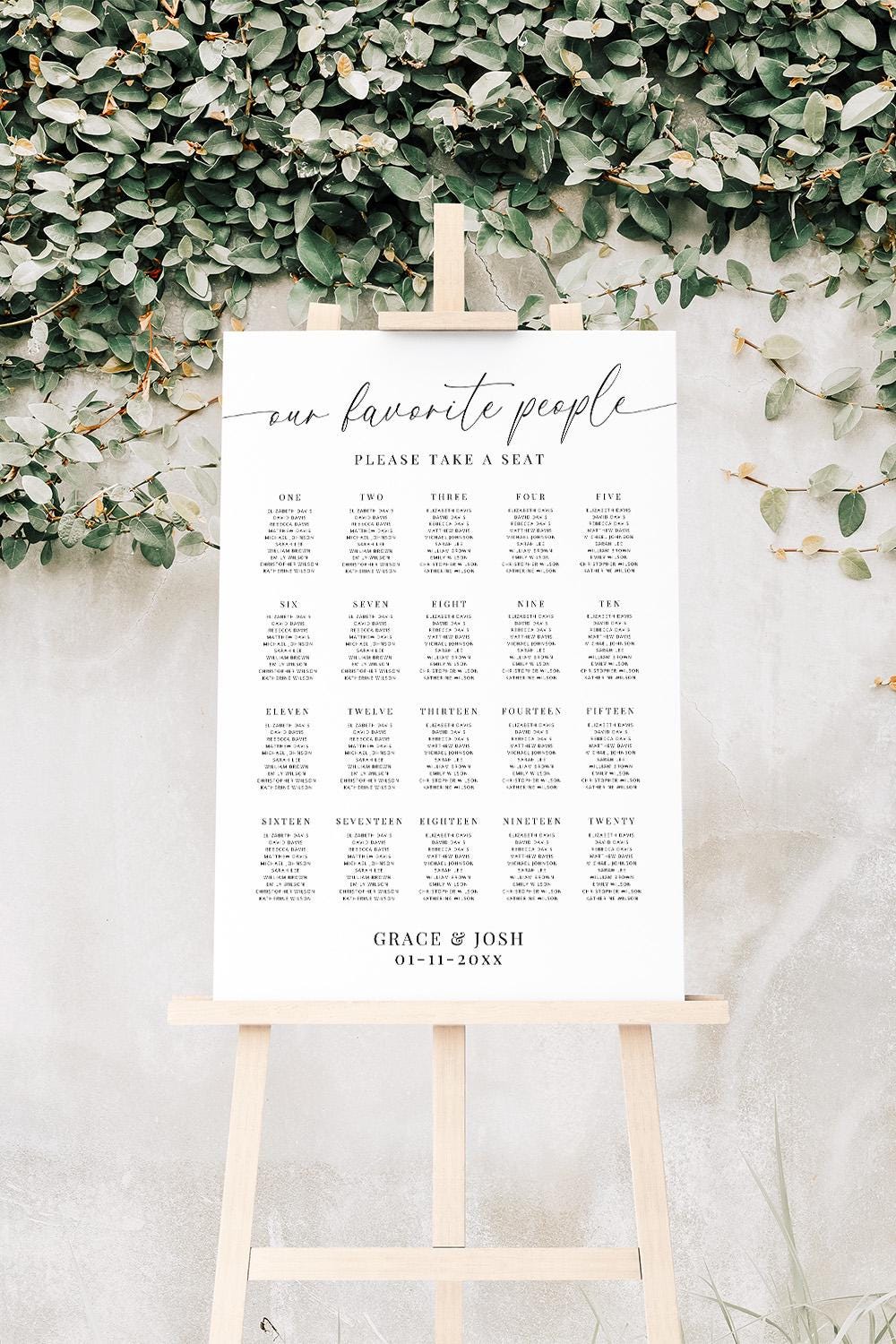 Printed Wedding Seating Chart - Our Favorite People Sign store - Wedding Seating Chart - Custom Seating Chart Sign - Personalized Wedding Sign