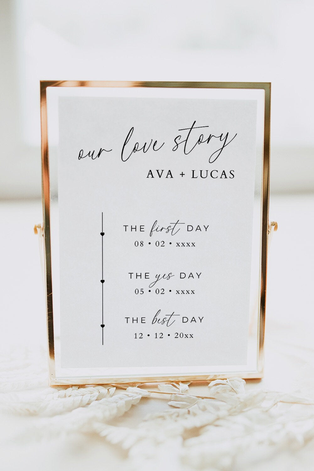 Our Love Story Sign Template for Wedding, Modern Special Dates with Timeline Signage, Minimalist Important Relationship Dates Printable Sign