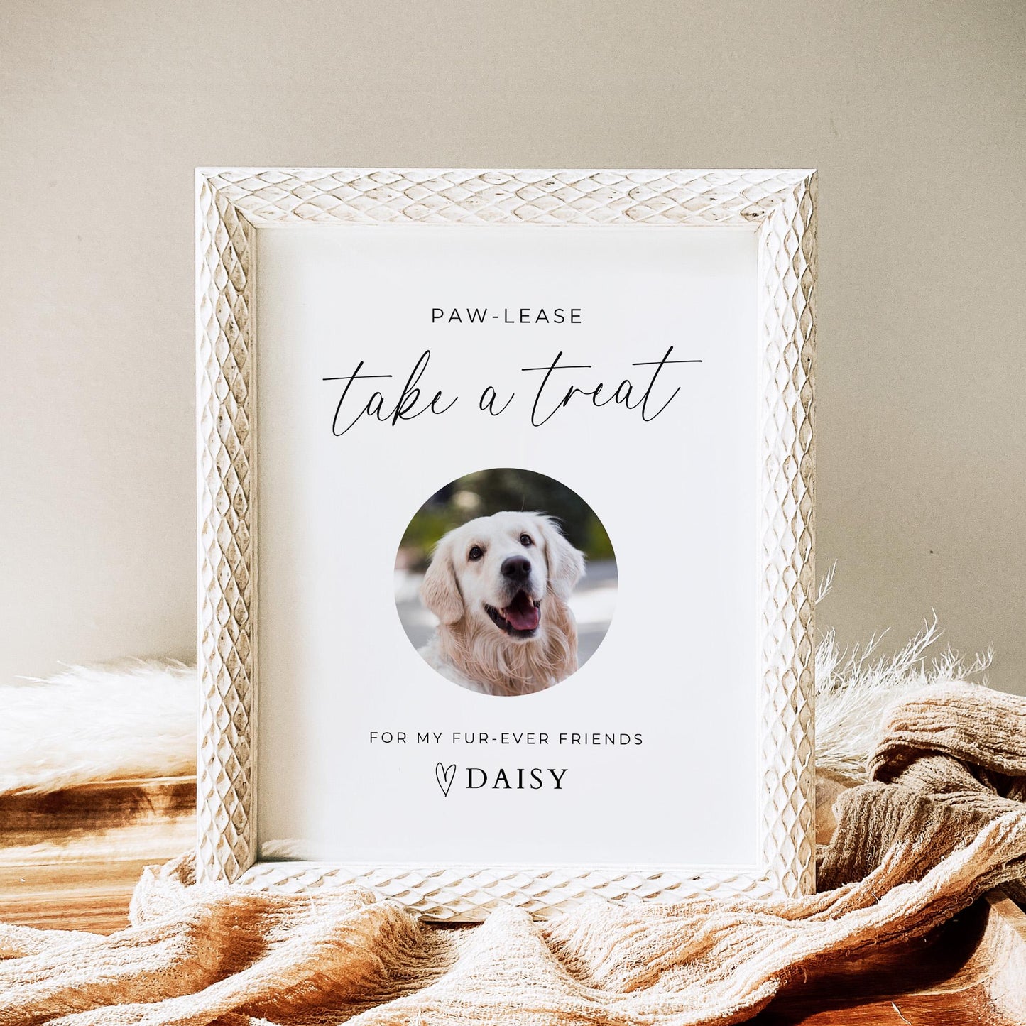 Pet Treat Favor Sign Template, Dog Treat Bar Signage for Wedding Reception, Printable Customizable Fun Take A Treat Sign with Dog Cat Photo