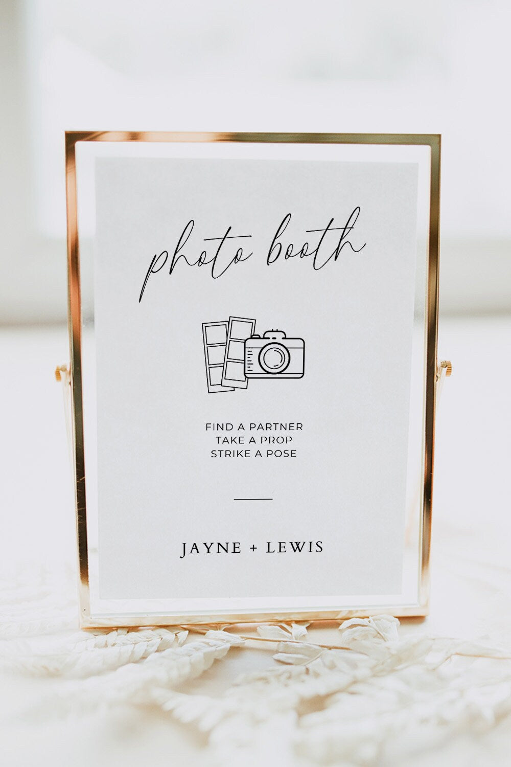 Photobooth Sign Template for Wedding Reception, Minimal Editable Photo Booth Station Instruction Signage, Modern DIY Custom Printable Decor