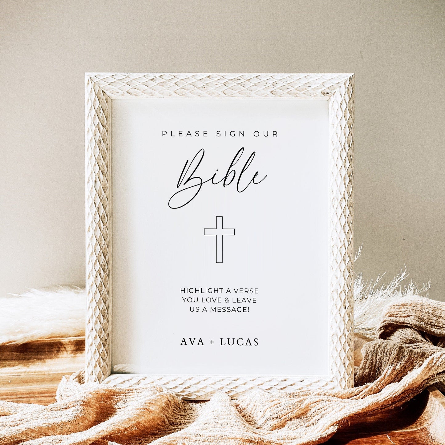 Sign Our Bible Wedding Guestbook Sign Template, Religious Highlight A Bible Verse Editable Sign, Unique Guest Book Keepsake Idea