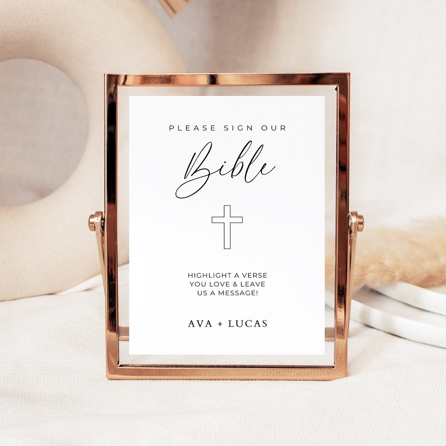 Religious Highlight A Bible Verse Editable Sign, Unique Guest Book Keepsake Idea