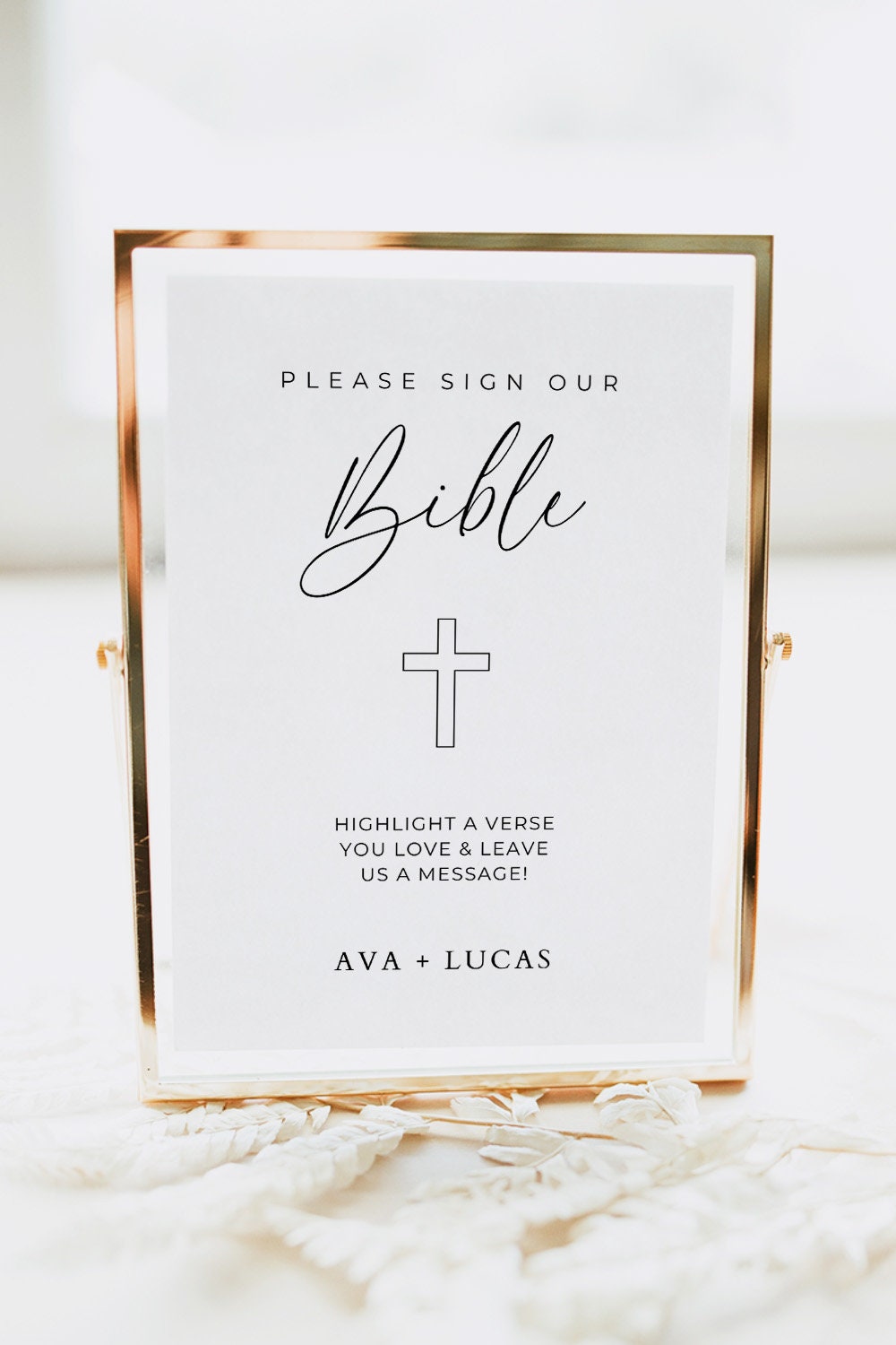 Sign Our Bible Wedding Guestbook Editable Sign Template