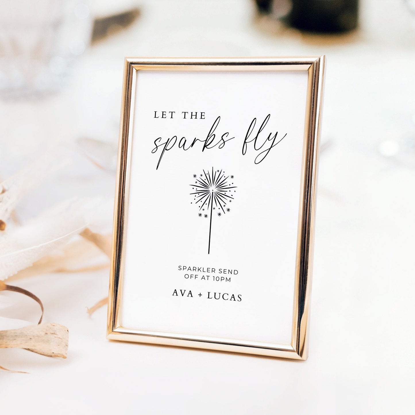 Sparkler Send Off Sign Template, Elegant Let The Sparks Fly Signage