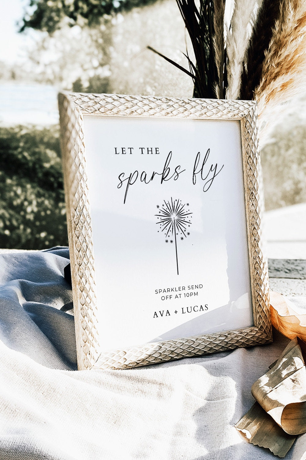 Sparkler Send Off Sign Template, Elegant Let The Sparks Fly Signage, Let Love Sparkle Wedding Farewell Idea, Minimal DIY Wedding Decor