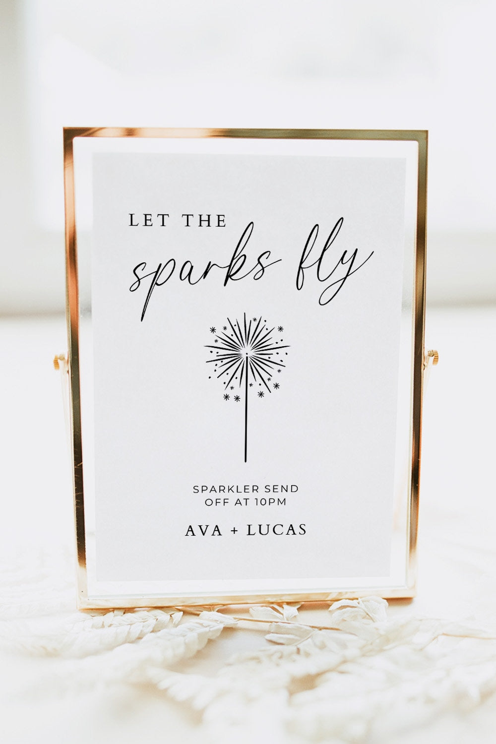 Let The Sparks Fly Elegant Minimal Sparkler Send Off Sign Template