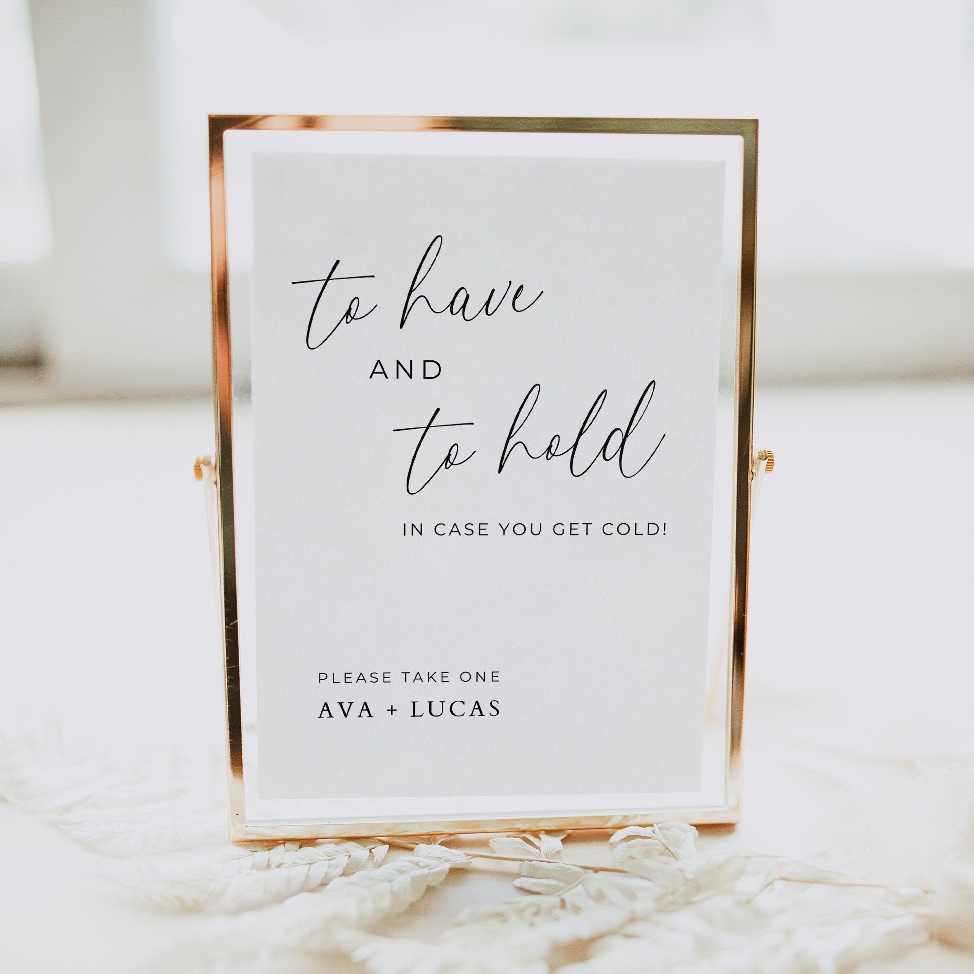 To Have and To Hold In Case You Get Cold Sign, Minimalist Blanket Signage for Wedding Reception, Modern DIY Printable Wedding Decor