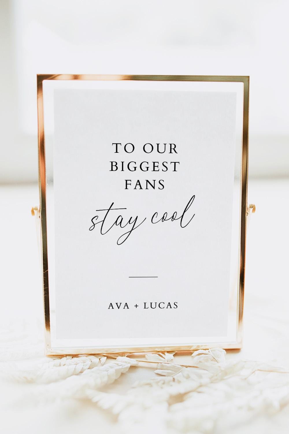 Wedding Fan Sign Template, Minimal Stay Cool Take A Fan Signage for Outdoor Wedding Ceremony, Printable DIY Modern Wedding Decor