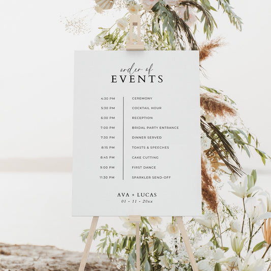 Wedding Order of Events Sign Template