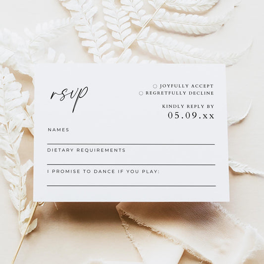 Wedding RSVP Card Template, Modern Minimalist Invitation Response Insert Cards, Customizable Printable Please Respond By Enclosure Card