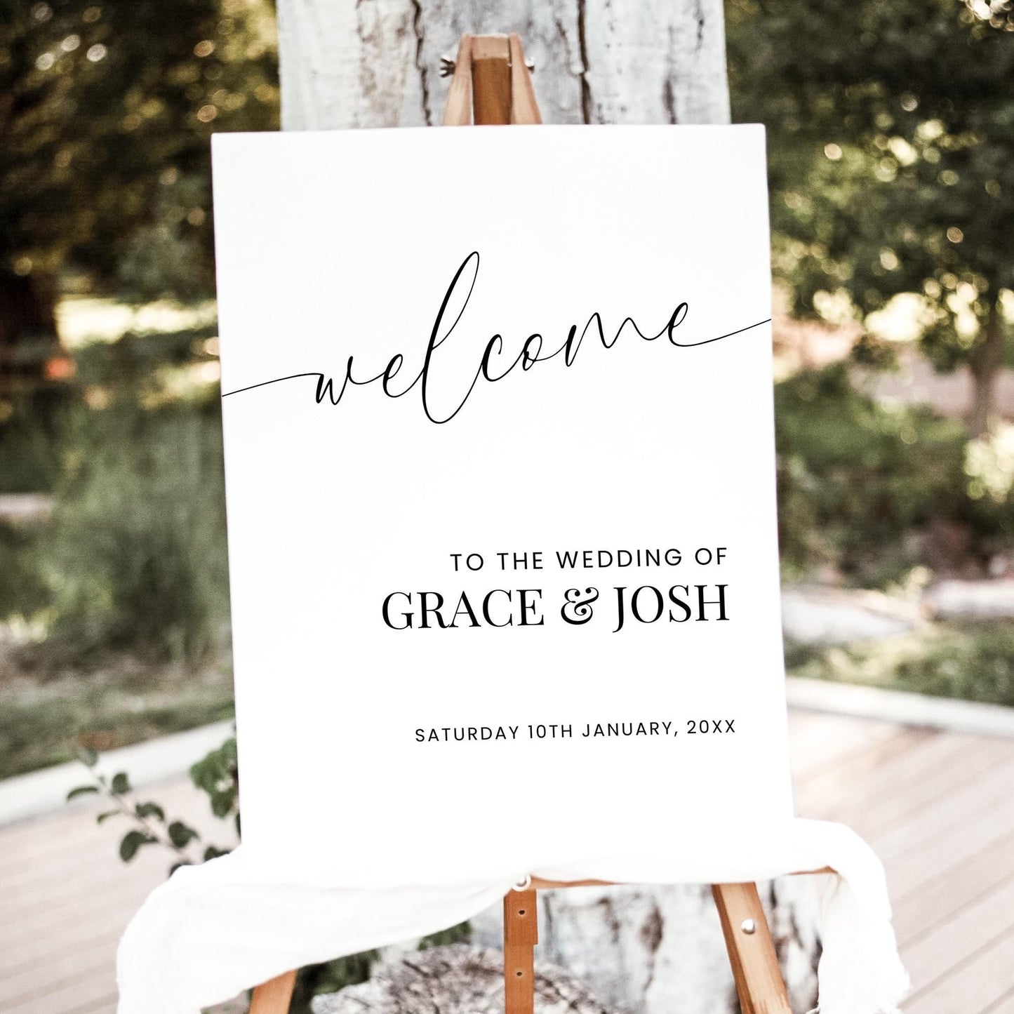 Wedding Welcome Sign Template, Elegant Script Welcome To The Wedding Of Signage, Modern Minimalist Printable Customizable Poster Board Sign