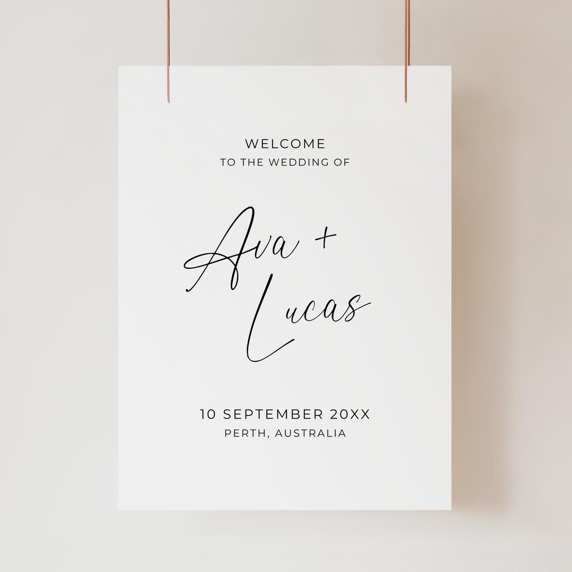 Welcome To The Wedding Of Sign Template, Elegant Minimalistic Wedding Welcome Sign For Reception, Printable Poster Board Signage