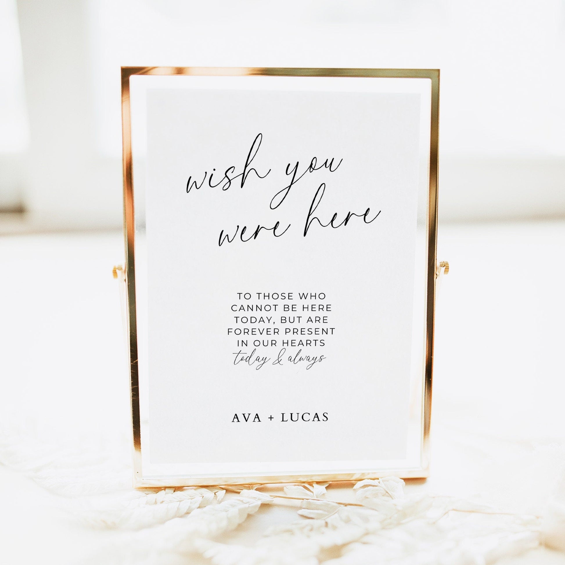 Wish You Were Here Memorial Table Sign Template, Wedding In Loving Memory Remembrance Signage, Customizable DIY Printable Wedding Decor