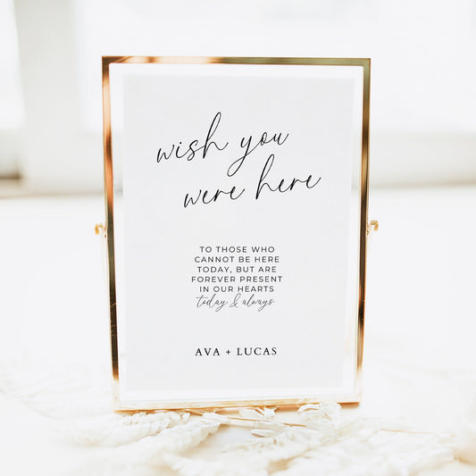 Wish You Were Here Memorial Table Sign Template, Wedding In Loving Memory Remembrance Signage, Customizable DIY Printable Wedding Decor