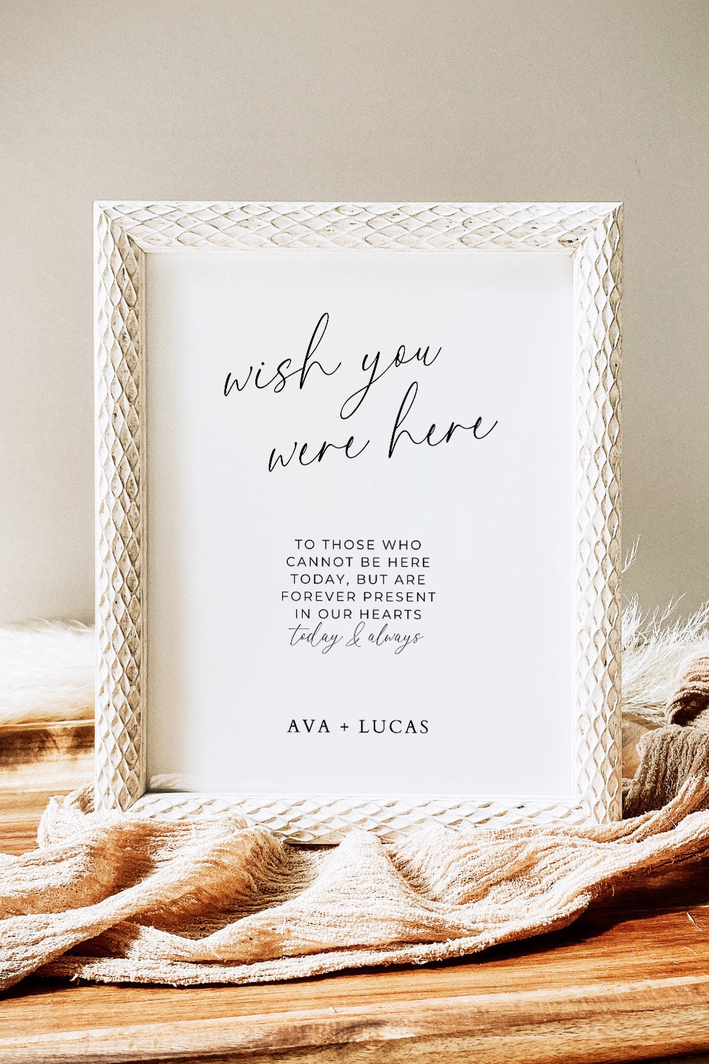 Wish You Were Here In Living Memory Sign Template, Customizable DIY Printable Wedding Decor