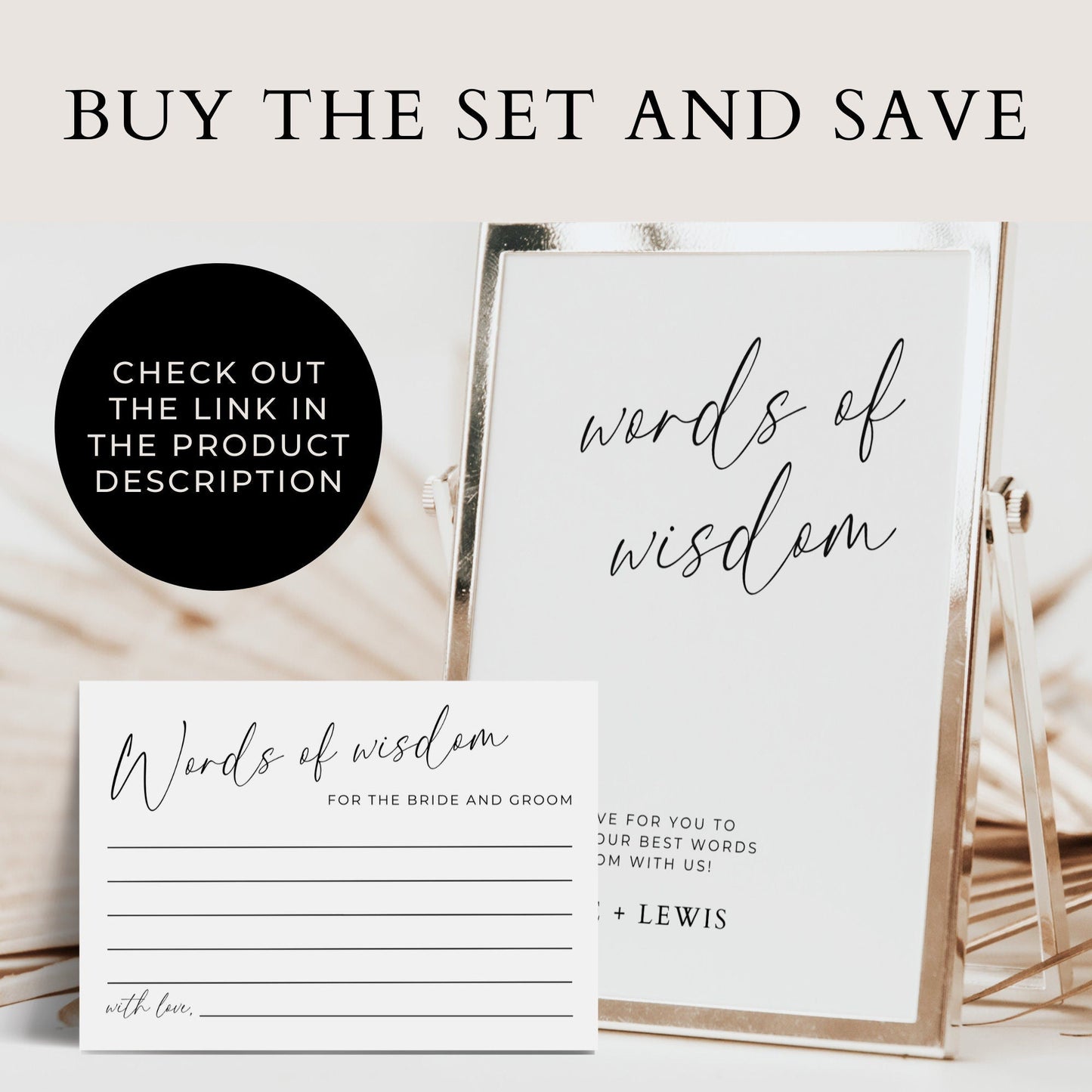 Purchase the set including words of wisdom cards your guests can write their advice on