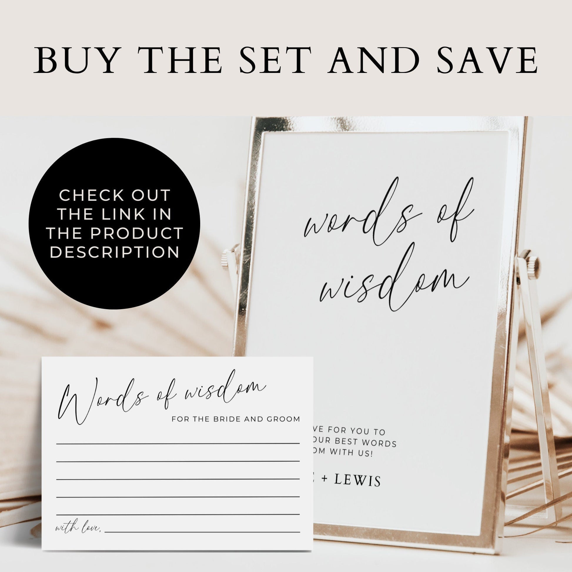 Purchase the set including words of wisdom cards your guests can write their advice on