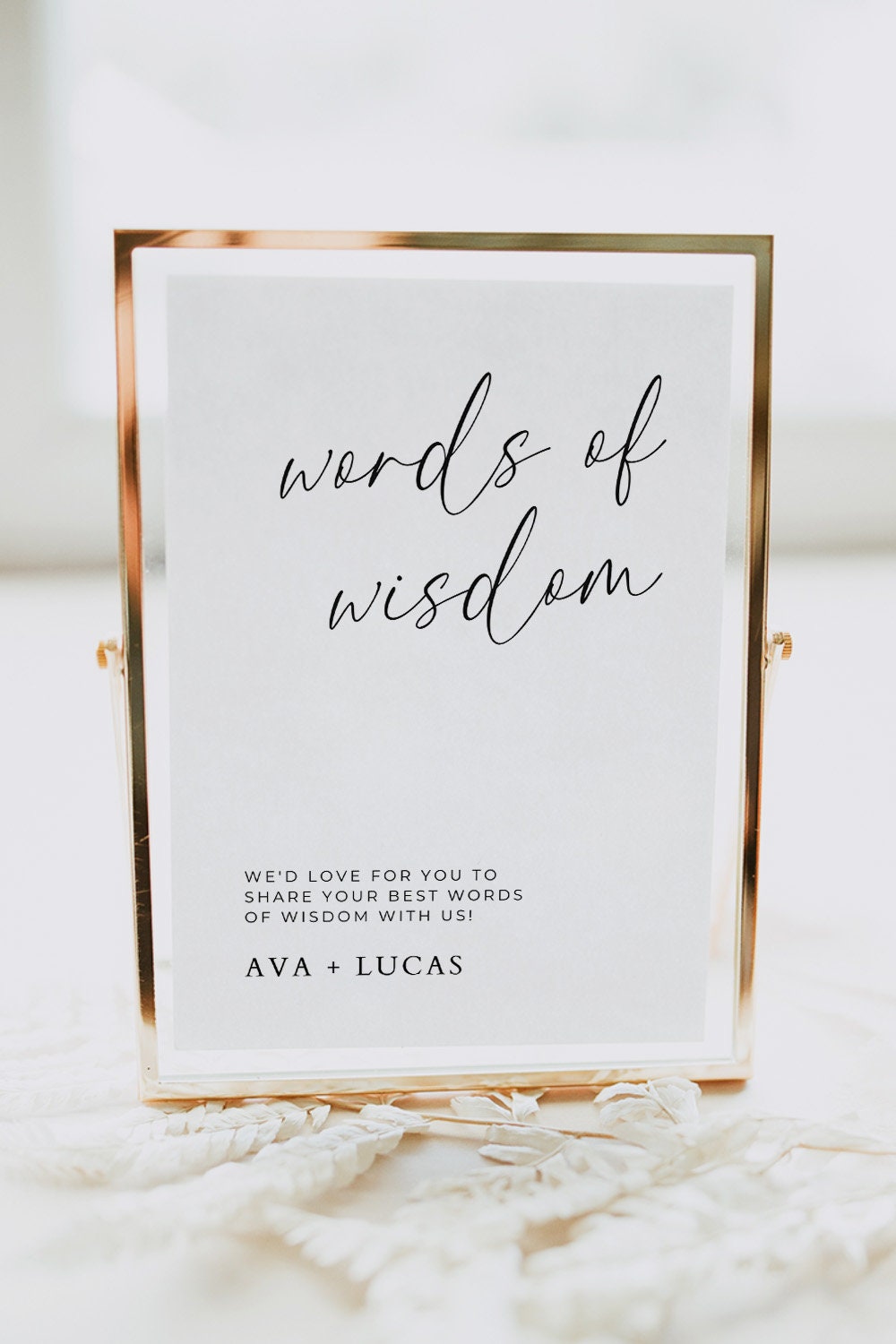 Minimal Words of Wisdom Sign Template for Wedding Reception or Engagement Party