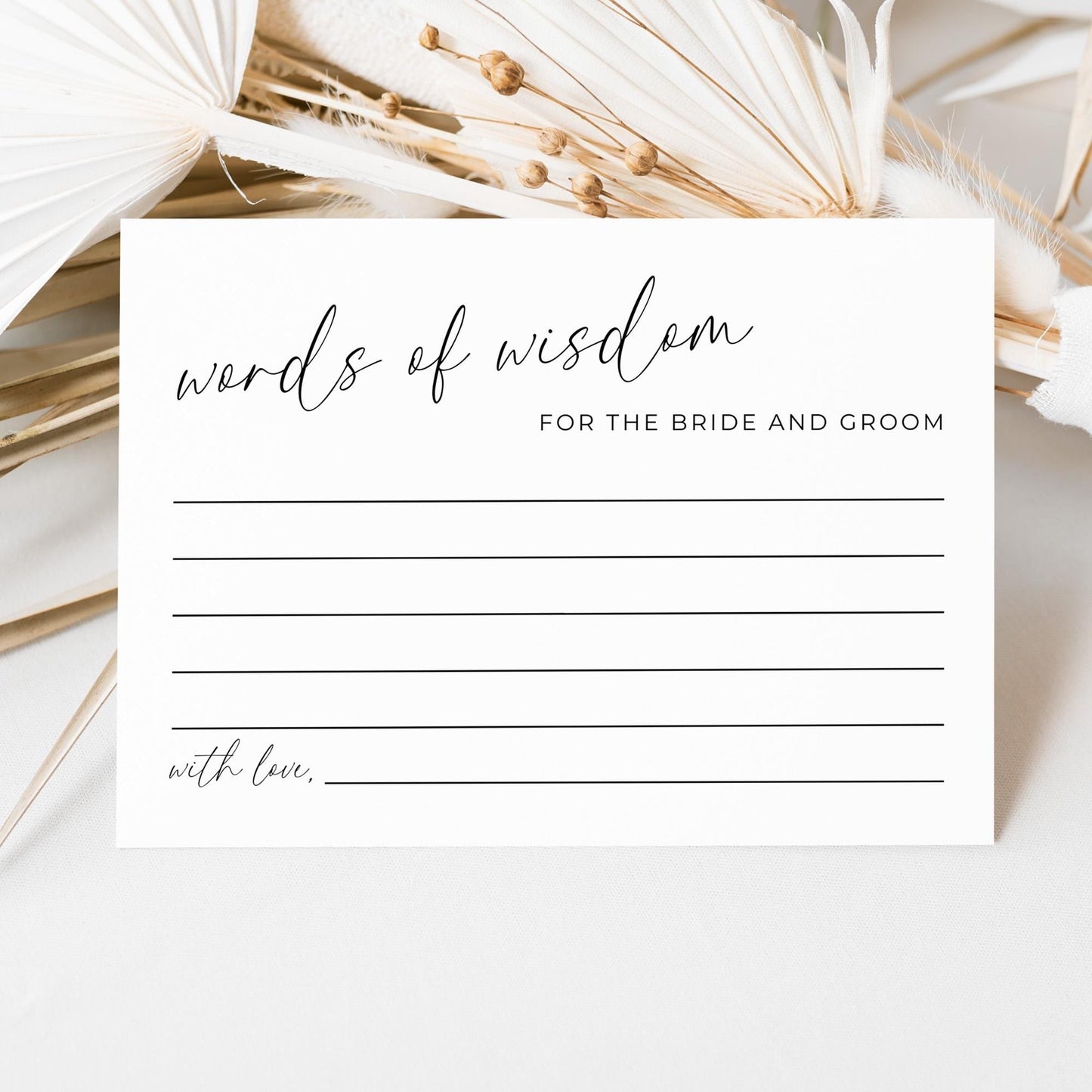 Words of Wisdom Sign and Cards Template, Minimalist Words of Wisdom for the Bride and Groom Wedding Reception Signage and Advice Cards