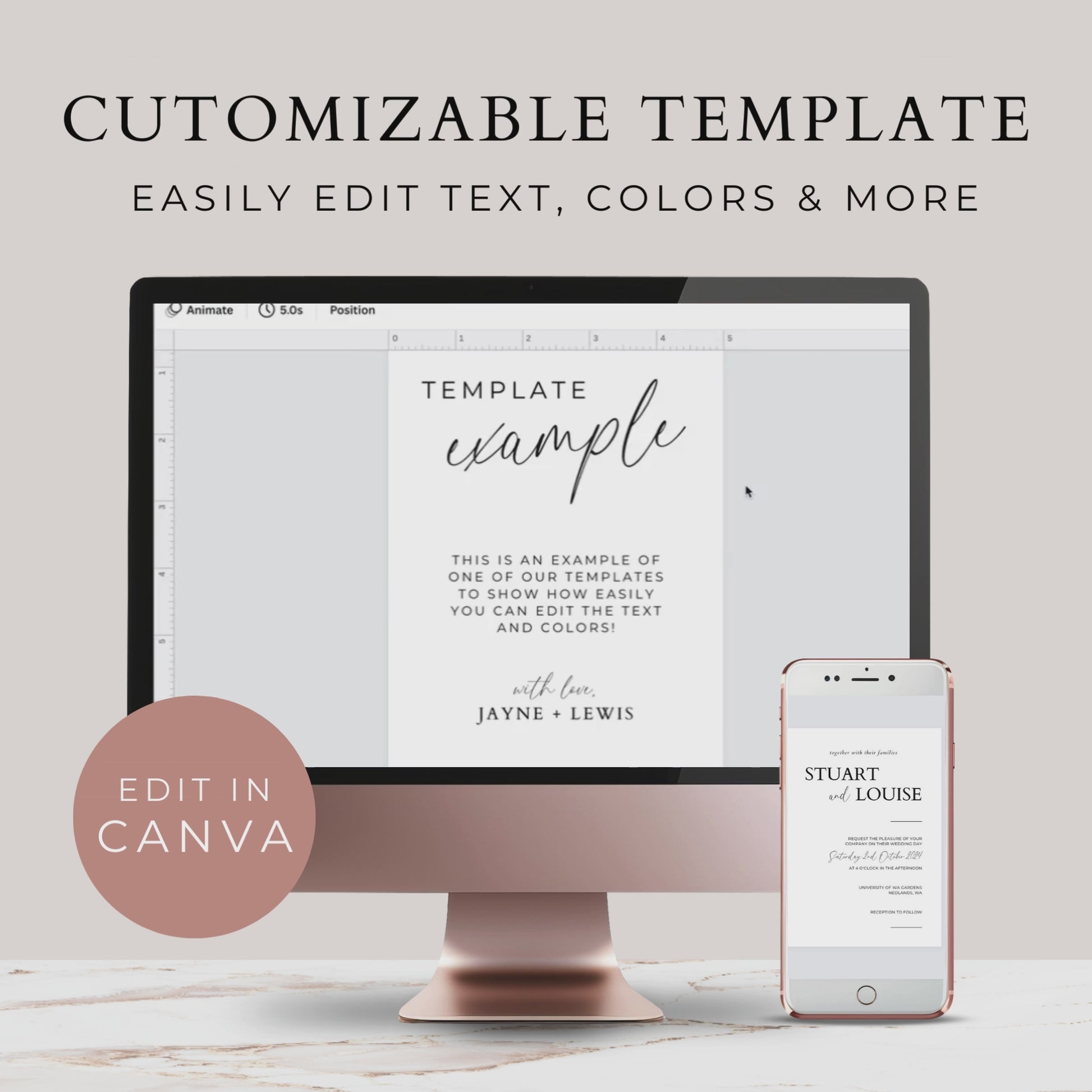 Modern Minimalist Ava Collection of Customizable Editable Canva Templates by Amber & Rose Creative Studios