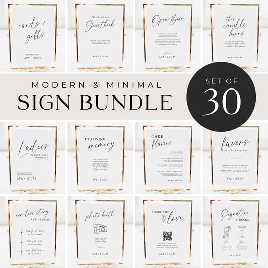 Wedding Reception Signs Template Bundle